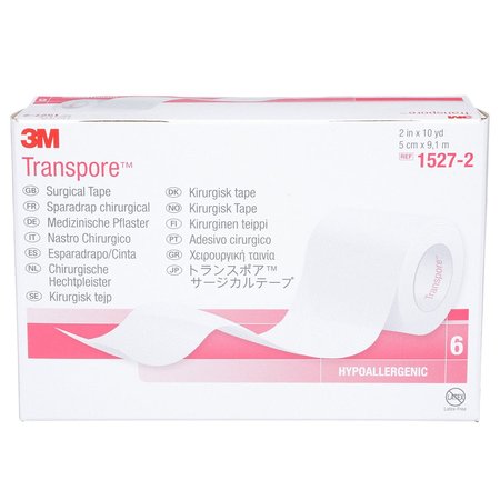 3M Medical Tape Transpore 2 x 10 yds Transparent, 6Bx 1527-2